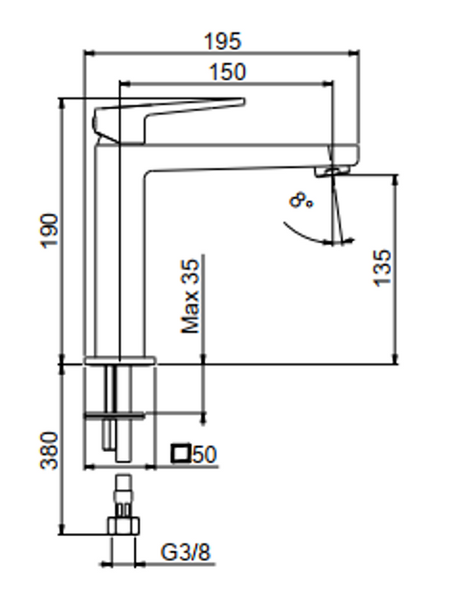 FIORE DARK Змiшувач для раковини на 1 отвір, без донного клапану, хром, 140CR4415 140CR4415 фото