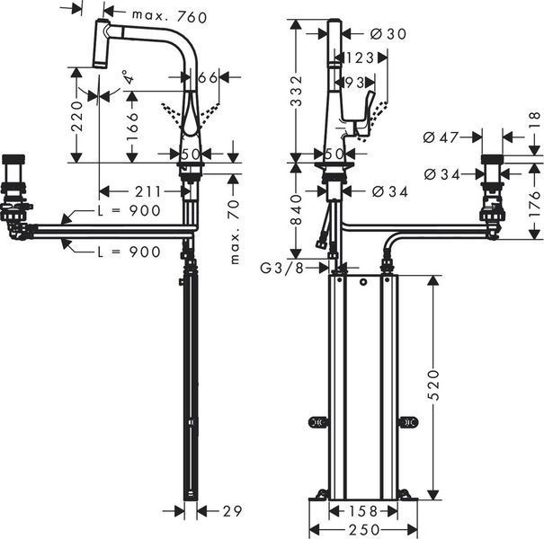 Смеситель hansgrohe Metris Select M71 для кухонной мойки, хром 73805000 73805000 фото
