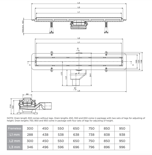 PESTAN CONFLUO FRAMELESS LINE Трап 650 мм, нержавеющая сталь, 13701231 13701231 фото