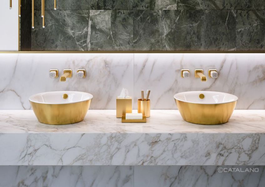 Catalano Gold&Silver Раковина настольная d42 см без отв.под смеситель, белый/золотой, 142VLNBO 142VLNBO фото