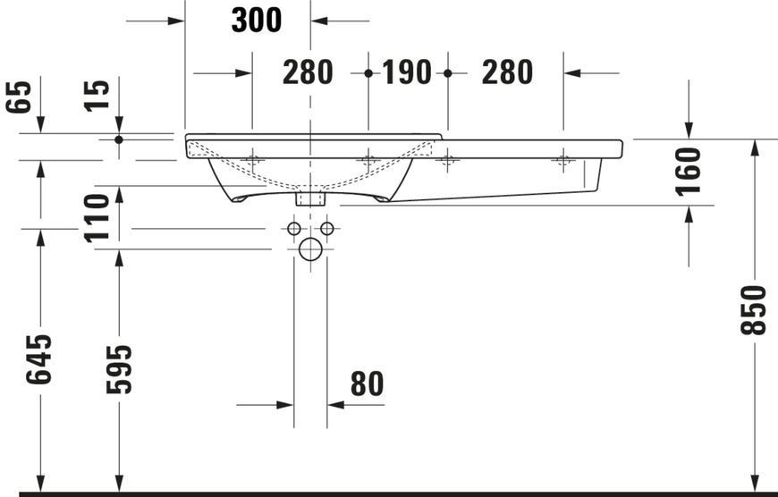 Duravit P3 Comforts Умивальник Білий колір 1050 мм, 2333100030 2333100030 фото