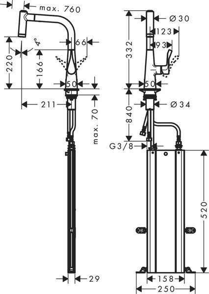 Смеситель hansgrohe Metris M71 для кухонной мойки, хром 73800000 73800000 фото