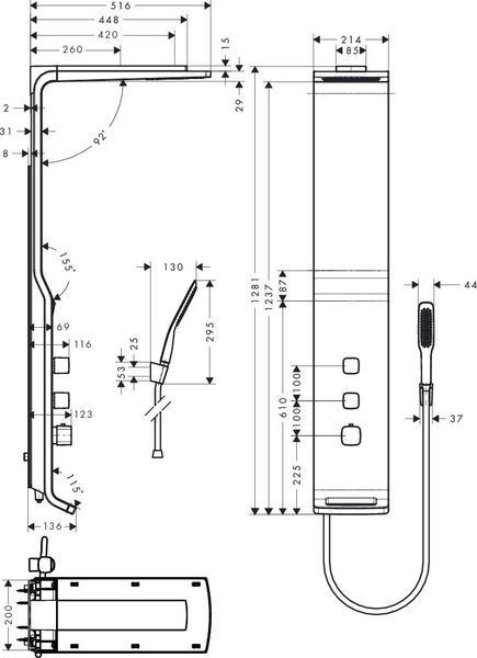 Душевая панель hansgrohe Raindance Lift 180 2jet с термостатом, белый/хром 27008400 27008400 фото