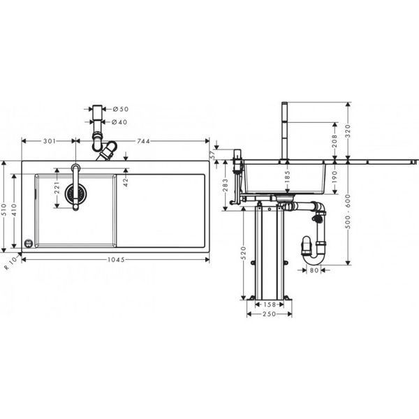HANSGROHE C71-F450-12 Кухонный комплект мойка со смесителем, нержавеющая сталь, 43230000 43230000 фото