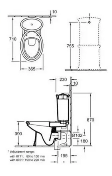 VILLEROY & BOCH AMADEA Бачок для унитаза моноблока, star white ceramicplus, кнопка хром, 779511R2 779511R2 фото