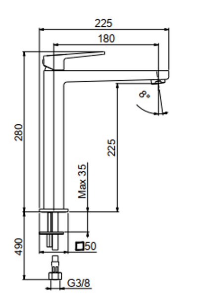 FIORE DARK Змішувач для раковини високий на 1 отвір, без донного клапану, хром, 140CR4417 140CR4417 фото
