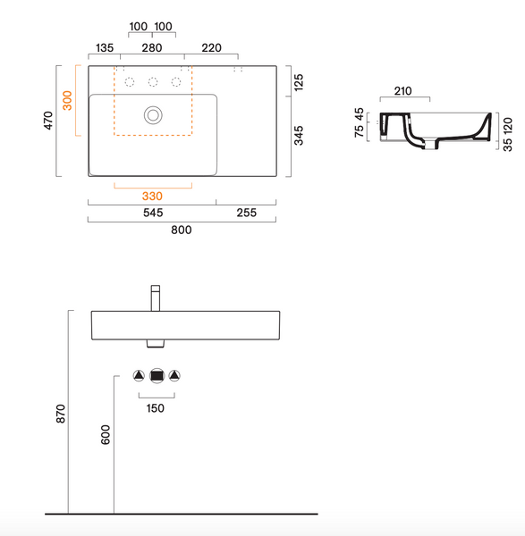 CATALANO PREMIUM 180SVPN00 Раковинa 80x47 см, белый, 0220840001 0220840001 фото
