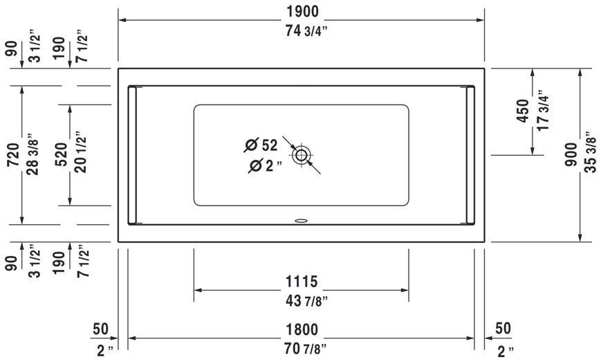 Duravit Starck Ванны Белый цвет 1900x900 mm, 700340000000000 700340000000000 фото