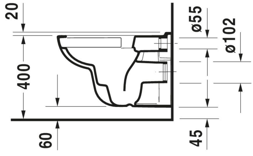 Duravit D-Code Унітаз підвісний Білий колір 545 mm, 25700920002 25700920002 фото