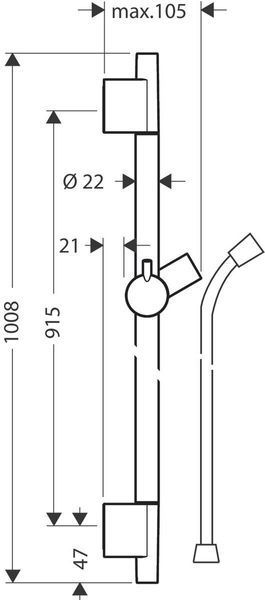 Штанга для душу hansgrohe Unica S Puro 90 зі шлангом для душу 28631000 хром 28631000 фото