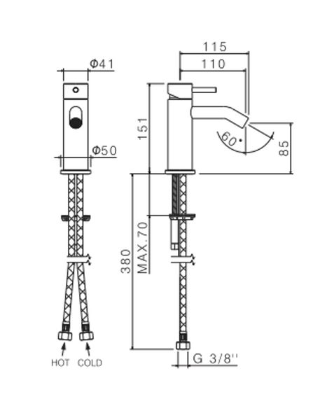 VEMA TIBER STEEL Смеситель для биде на 1 отверстие, без донного клапана, acciaio inox, V17071.AC.005 V17071.AC.005 фото