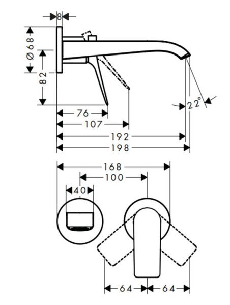 HANSGROHE VIVENIS Змішувач для раковини настінного монтажу, хром, 75050000 75050000 фото