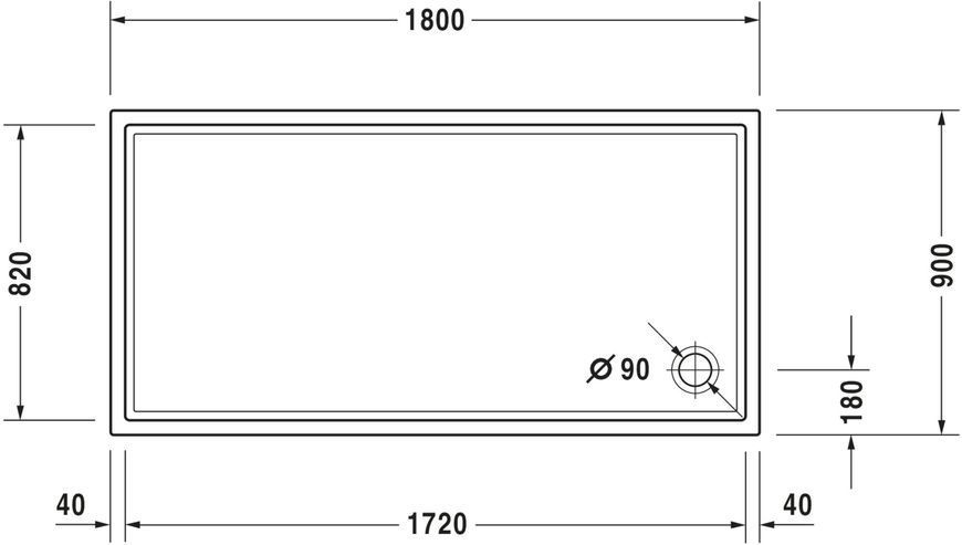 Duravit Starck Slimline душевой поддон Белый цвет 1800x900 mm, 720134000000001 720134000000001 фото