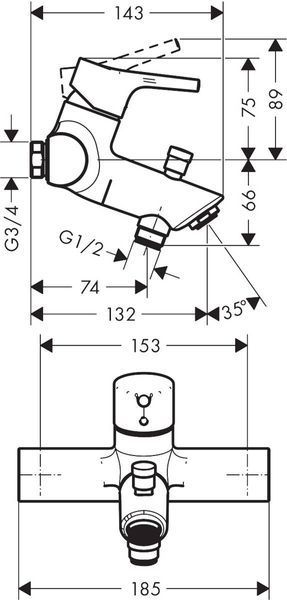 Змішувач hansgrohe Talis S для ванни 72401000 72401000 фото