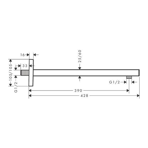 Hansgrohe Square Тримач верхнього душу 38,9 см (колір - чорний матовий), 27694670 27694670 фото