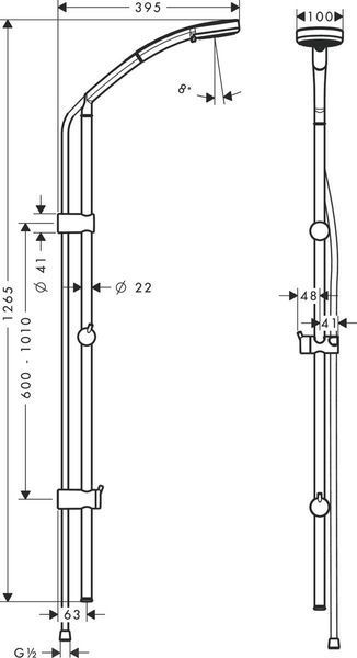 Душовий набір hansgrohe Croma 100 Multi/Unica Reno Lift 27791000 27791000 фото