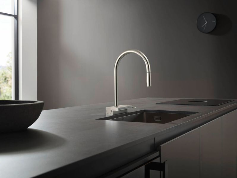 Змішувач hansgrohe Aquno Select M81 для кухонного миття з висувним душем, під сталь 73831800 73831800 фото