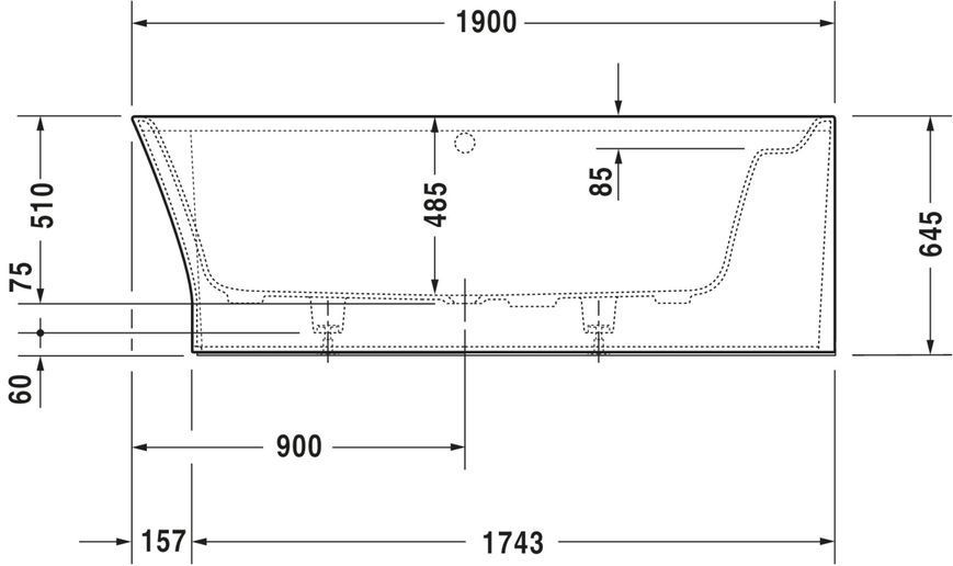 Duravit Cape Cod Гідромасажна ванна Білий колір 1900x900 mm, 760363000AS0000 760363000AS0000 фото
