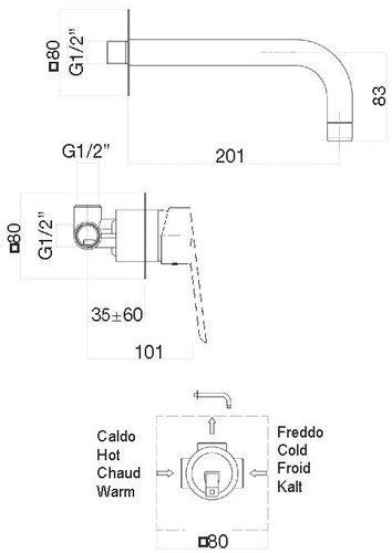Fiore KEVON Смеситель для раковины скрытого монтажа , чёрный, 81NN7527 81NN7527 фото