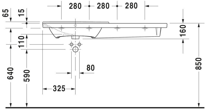 Duravit P3 Comforts Умивальник Білий колір 1250 мм, 23331200301 23331200301 фото