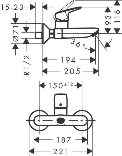 Смеситель hansgrohe Logis для раковины, хром 71225000 71225000 фото