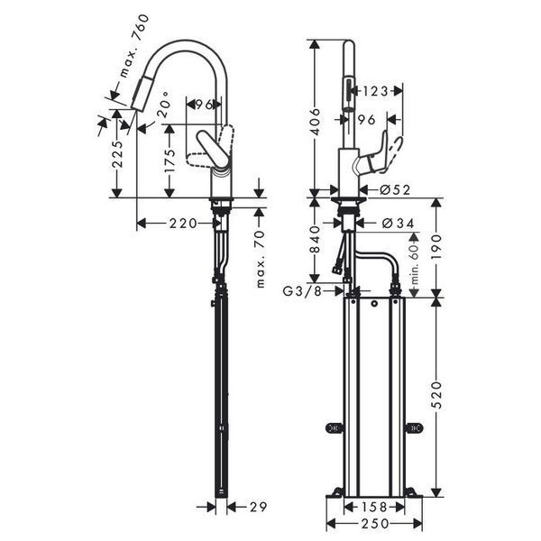 Hansgrohe Focus Смеситель для кухонной мойки M4116-H240 Eco, хром, 73895000 73895000 фото