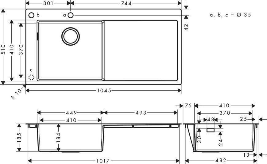 Мойка для кухни hansgrohe S71 S718-F450, нержавеющая сталь 43332800 43332800 фото