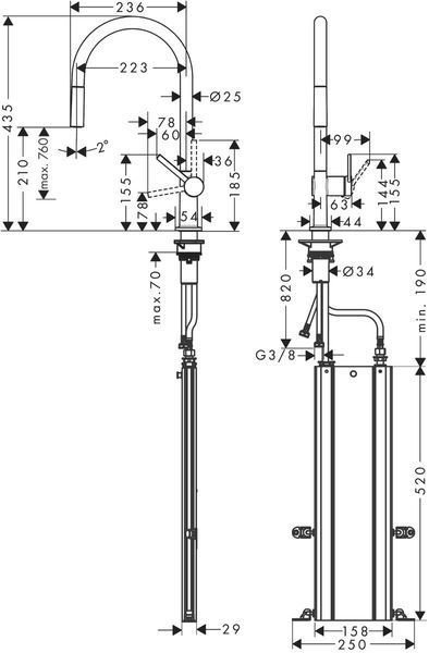 Смеситель hansgrohe Talis M54 для кухонной мойки с выдвижным душем, хром 72803000 72803000 фото