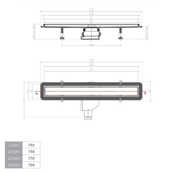 PESTAN CONFLUO Primo Compact Line Трап 750 мм, нержавеющая сталь, 13702511 13702511 фото