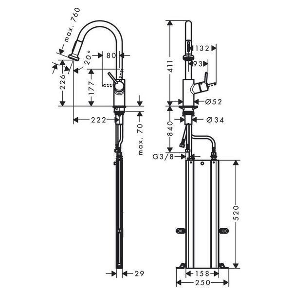 Hansgrohe Talis Смеситель M5216-H220 Eco для кухонной мойки, хром, 73879000 73879000 фото