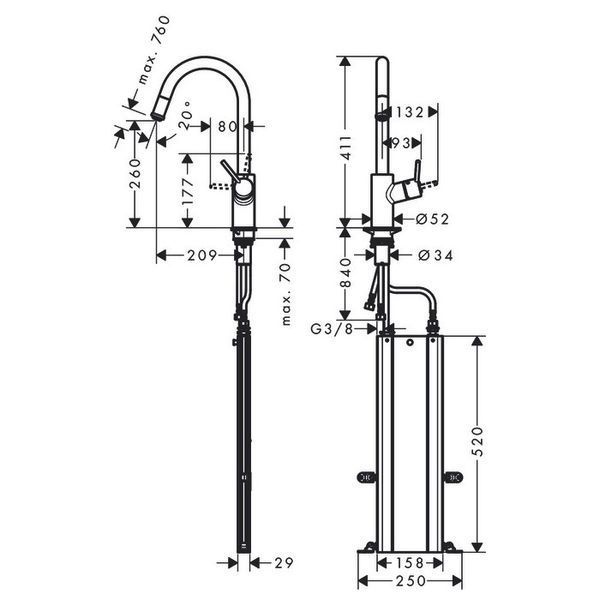 Hansgrohe Talis Смеситель M5214-H260 Eco для кухонной мойки, хром, 73878000 73878000 фото