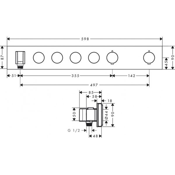AXOR ShowerSolutions Змішувач термостат для душу на 4 споживача, чорний, 18357350 18357350 фото