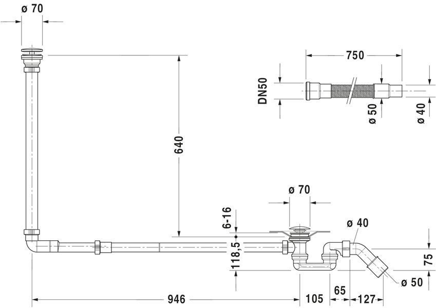 Duravit Blue Moon Комплект слива-перелива Хром 700x80x500 mm, 790236000001000 790236000001000 фото