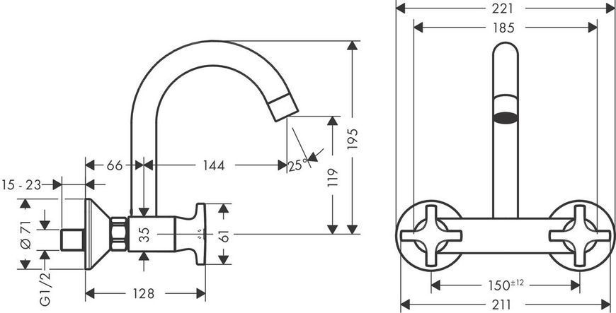 Смеситель hansgrohe Logis Classic для кухонной мойки 71286000 71286000 фото