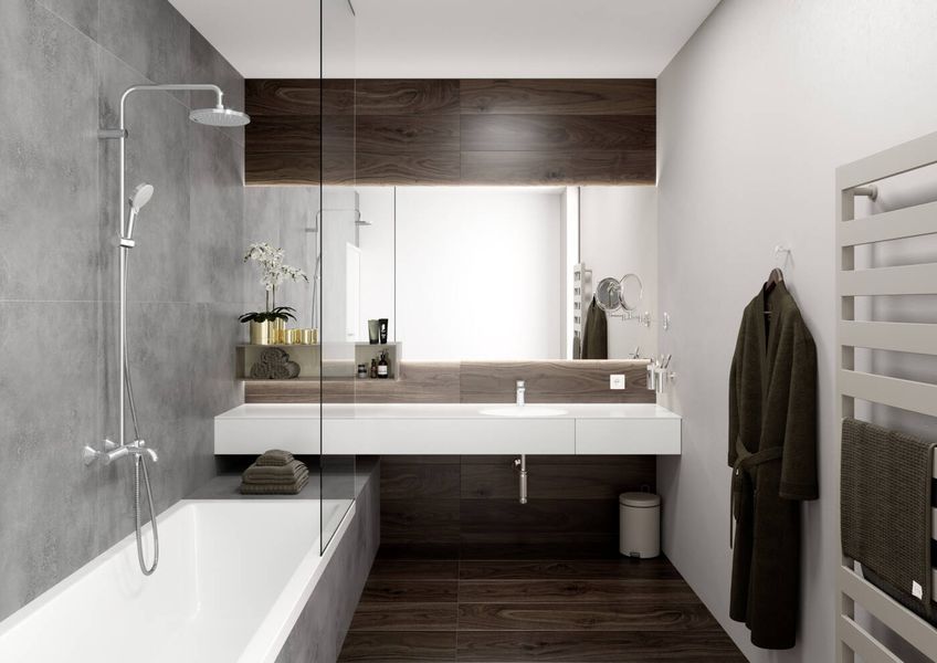 Hansgrohe VERNIS BLEND Showerpipe Душова система з термостатичним змішувачем з виливом, лійкою верхнього та ручного душу, шлангом та стійкою, хром, 26274000 26274000 фото