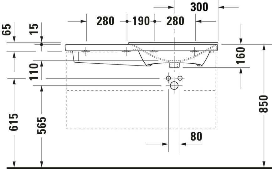 Duravit P3 Comforts Умивальник Білий колір 1050 мм, 23341000601 23341000601 фото